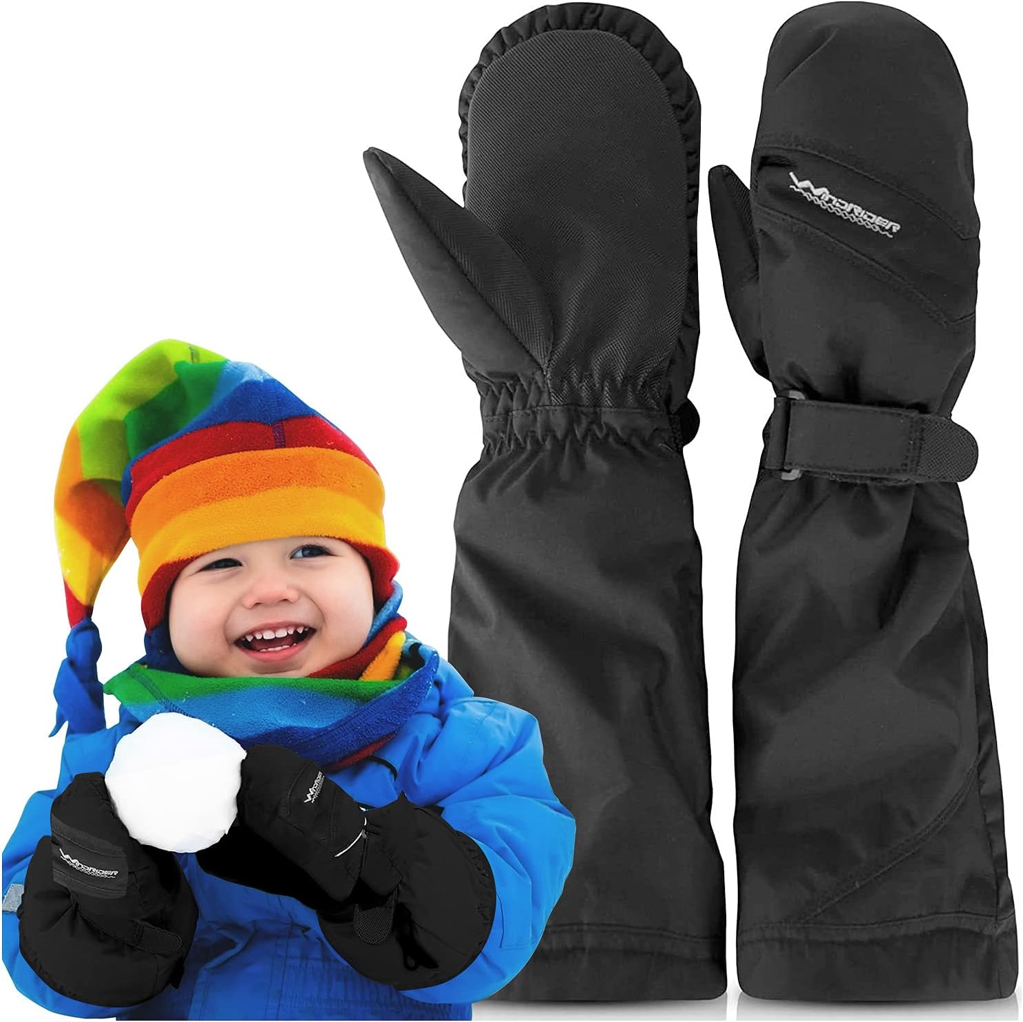 WindRider Toddler Waterproof Mittens: Ultimate Warmth with Wrist & Elbow Cinch, Over-The-Jacket Design with Pairing Clip WindRider Toddler Waterproof Mittens: Ultimate Warmth with Wrist & Elbow Cinch, Over-The-Jacket Design with Pairing Clip