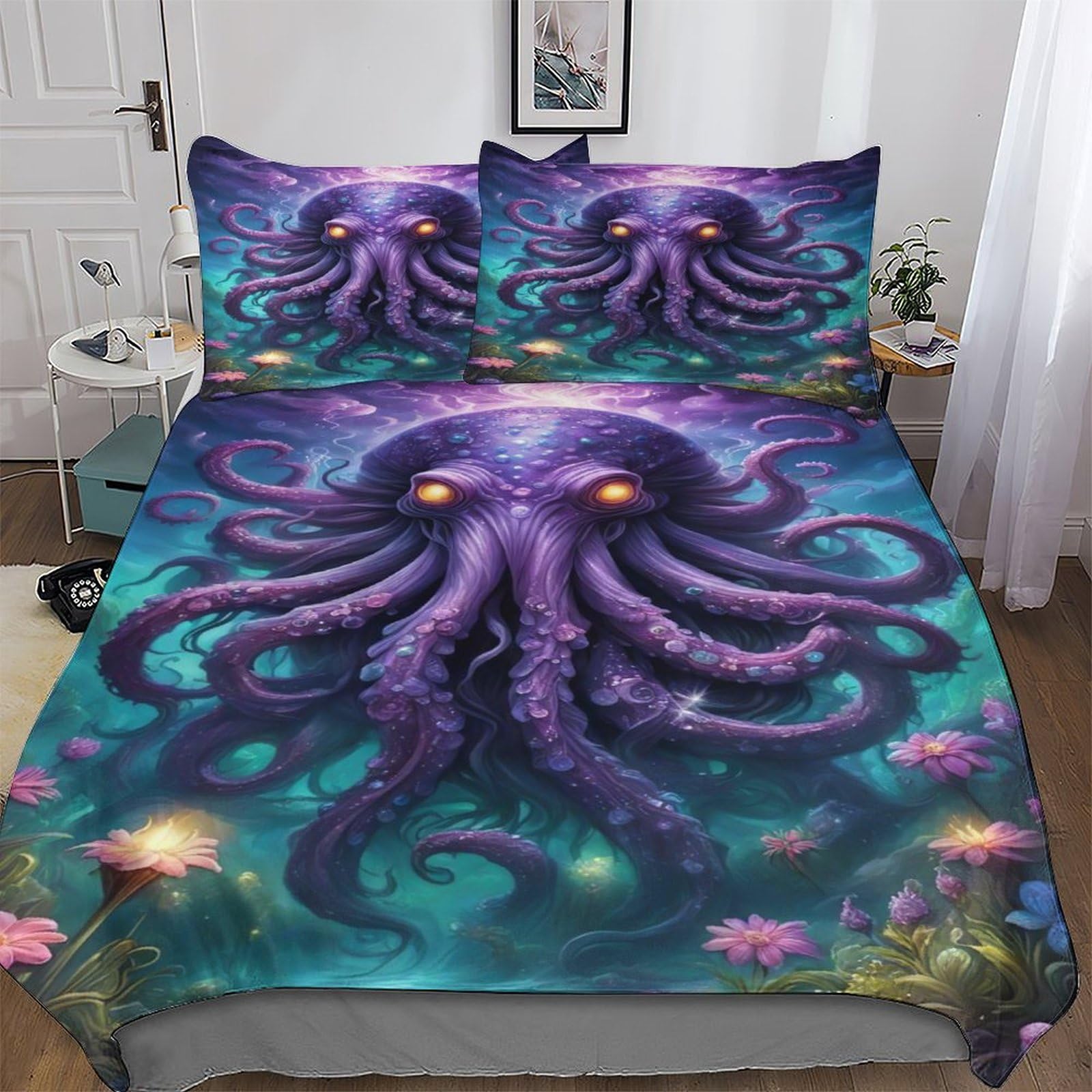 Parure de lit poulpe pour chambre enfant et adulte déco marine originale et confort