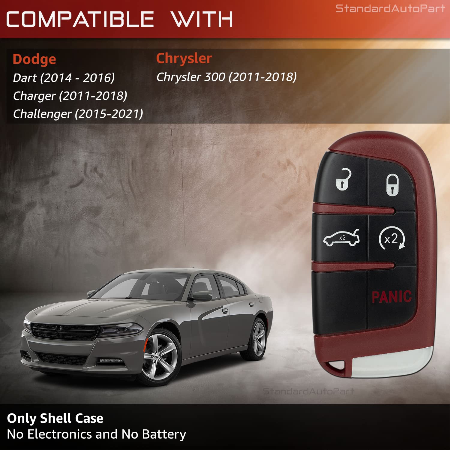 2-Pack Keyless Entry Remote Key Fob Shell Case – Replacement Buttons & Blade For OUCG8D-620M-A