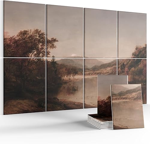 Vista 20 de Paneles acústicos de arte para pared, paneles de pared insonorizados de 47 x 31 pulgadas, paquete de 8 con 50 pestañas adhesivas extraíbles seguras
