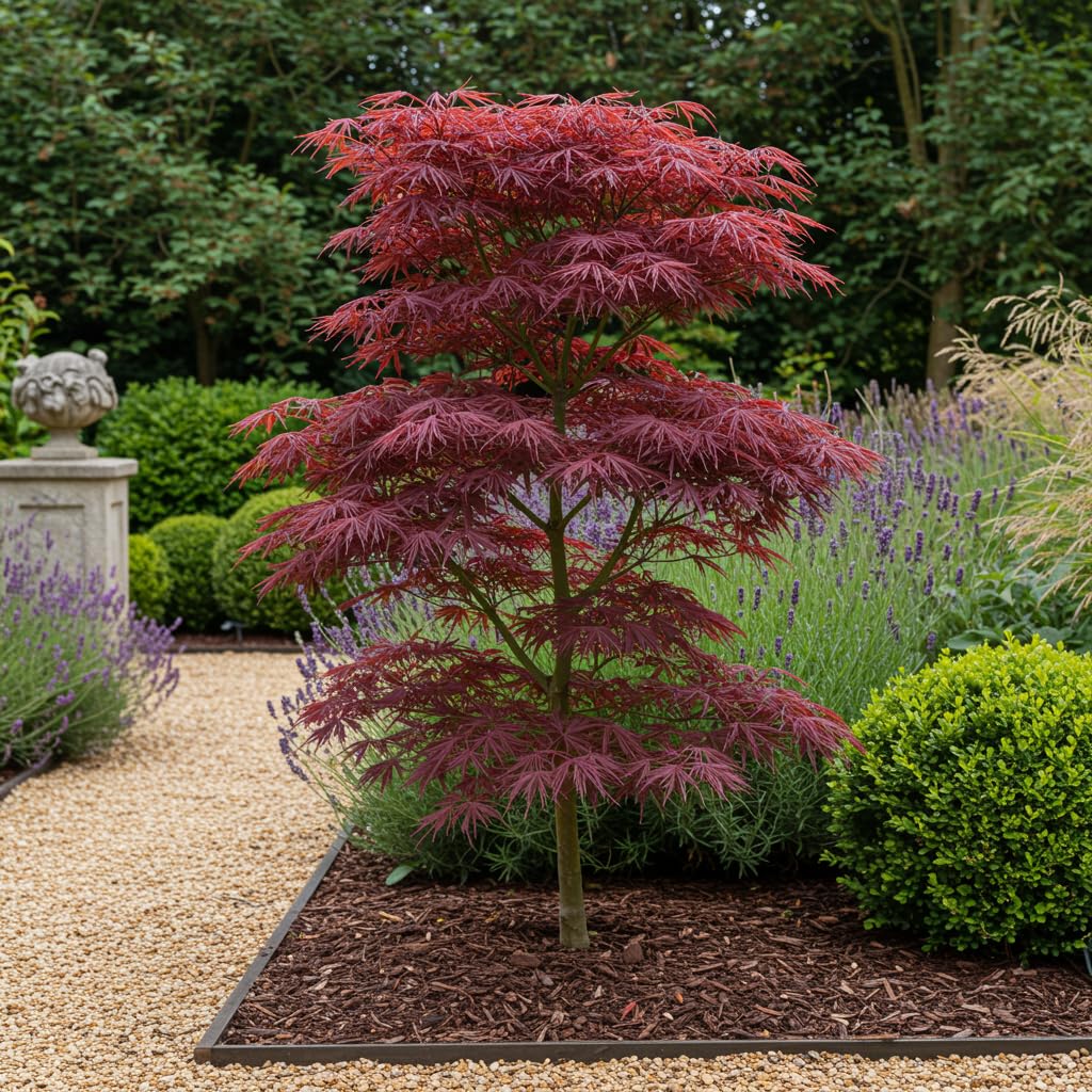 Japanischer Ahorn Acer palmatum 'Trompenburg' – Dunkel Lila – Balkon – & Gartenpflanze – Ø19cm – Ca. 70cm hoch