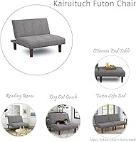Vista 4 de Sofá futón pequeño, silla futón convertible tapizada, moderna, sin brazos, cómodo, mini sofá para espacios pequeños, sala de estar, apartamento