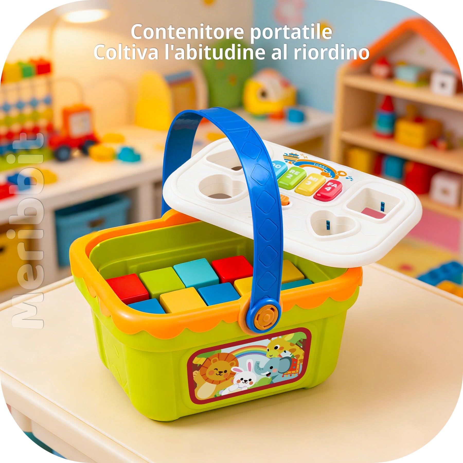 Giocattoli Sensoriali, Scatola Musicale con Forme da Incastro per Bambini 1-3 Anni, Giochi Educativi per 2 Anni con Luci e Pianoforte, Regalo per 1 2 3 Anni