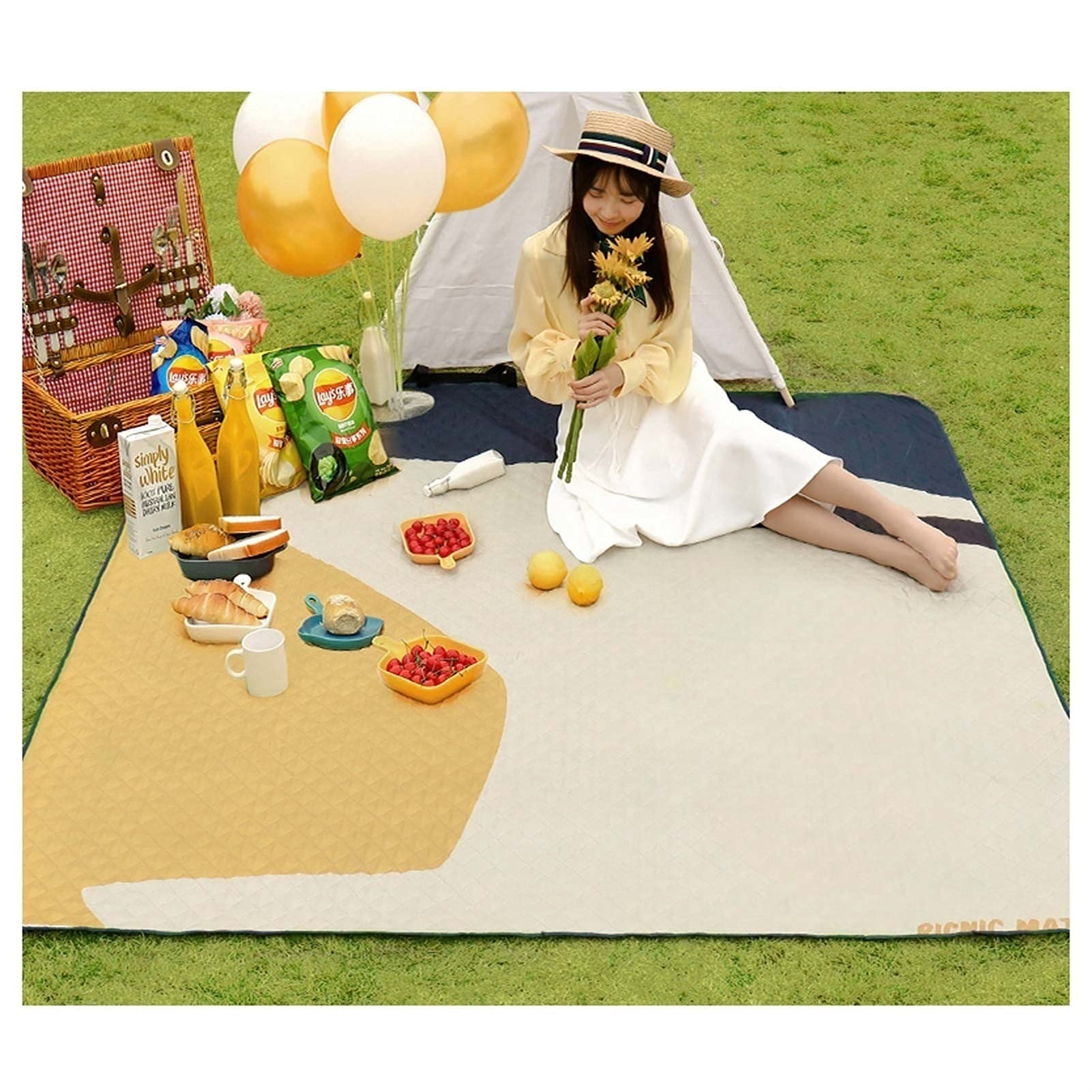 Couverture Tapis de Pique Nique, Imperméable Pliable Nappe Picnic avec Poignée, Natte de Plage pour Camping Jardin Extérieur (Color : Park)