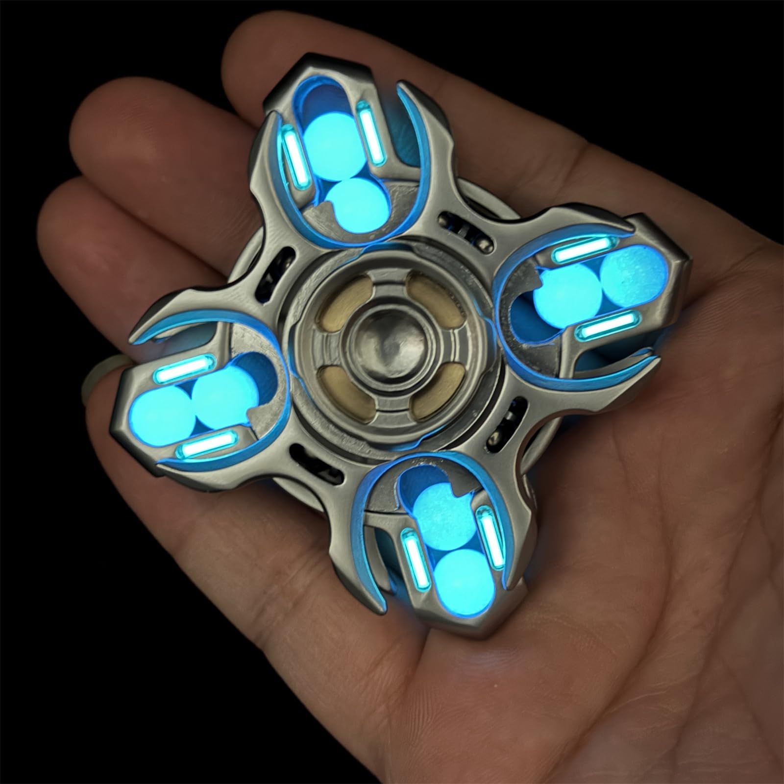 Future Punk Style EDC Hand Spinner Novelty Cool Zinc Alloy Fidget Spinner Stress Relief &Concentration Fidget Toys for Adults (Luminous Style)