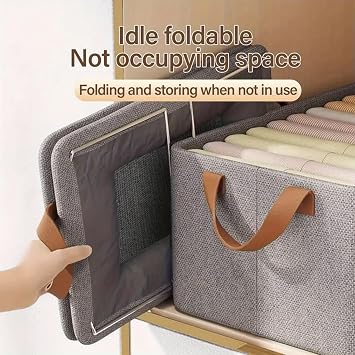 Cation Multi-Functional Folding Wardrobe, Pickelect Storage Boxes, Foldable Jeans Organizer for Closet, Stackable Storage Baskets for Jean Sweater Shirt Pants (2Pack-Gray)