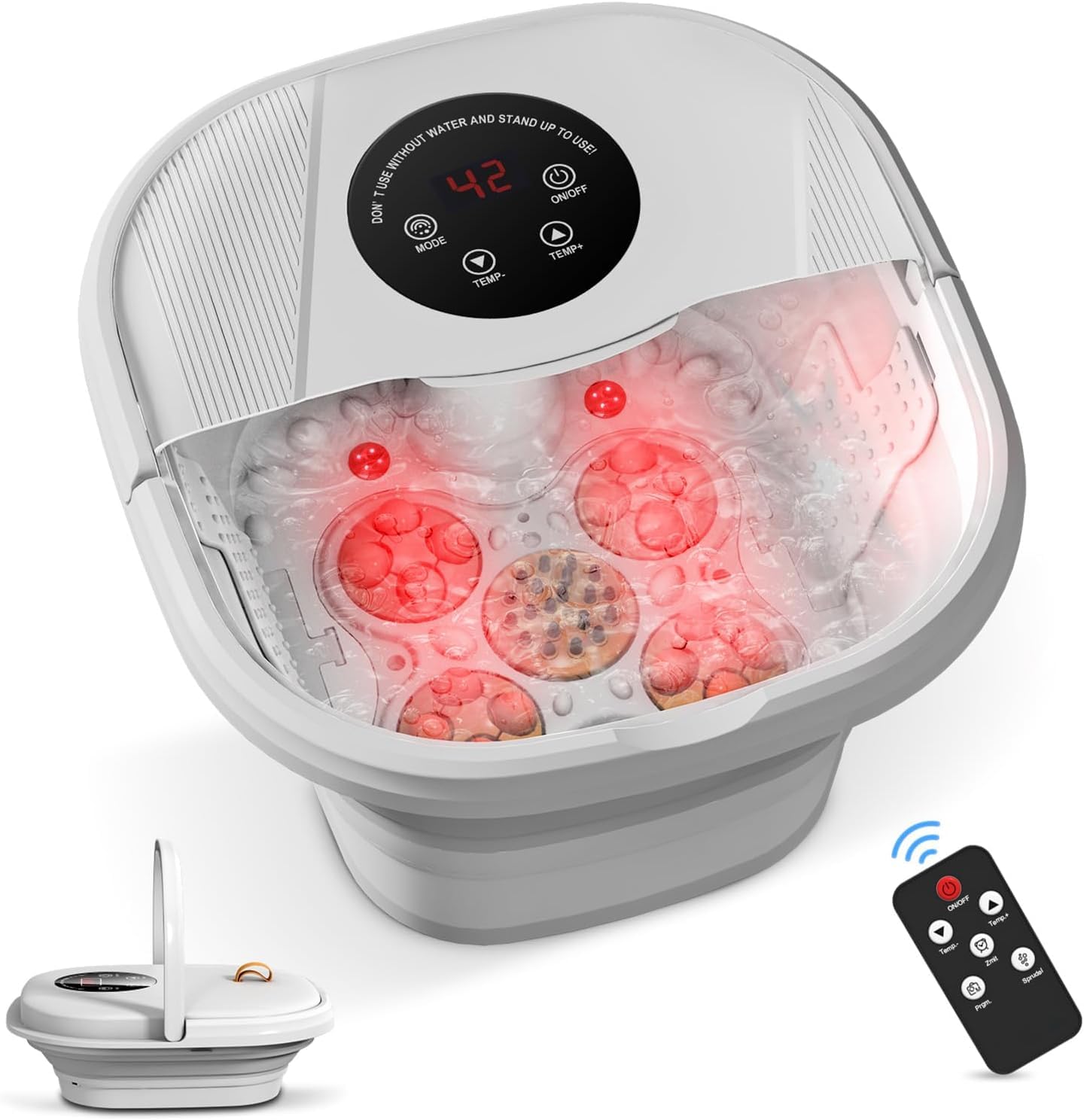 Azonee Electric Motorized Foot Spa with Heat, Collapsible Foot Spa Bath Massager with Heat, Temperature Control, LCD Screen Bbubbles, Remote Control, Ankle Soaking Foot Massage Relieve Foot Pressure
