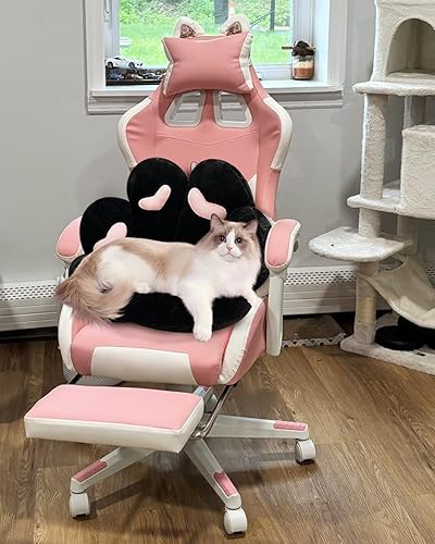 Miniatura 6 de MOONBEEKI - Cojín de pata de gato para silla cómoda kawaii, cojines de felpa para asiento con forma de almohada perezosa para silla de juegos, 28 x