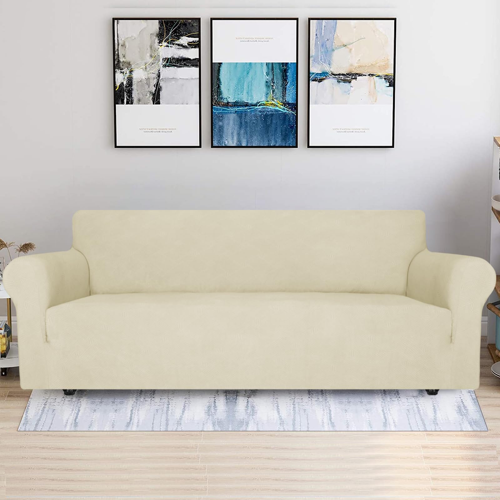 Ystyle Copridivano 4 Posti Con Braccioli, Copri Divano Antigraffio Gatto, Copridivani Elasticizzato, Pesante Inverno Copri Divani, Fodera Divano Antimacchia Lavabile Antiscivolo, Beige