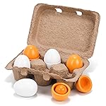HANSGO 6PCS Play Food Sets for Kids Kitchen,Play Kitchen Accessories Wooden Egg Toy Food Grocery Store Pretend for Toddler Cooking DIY