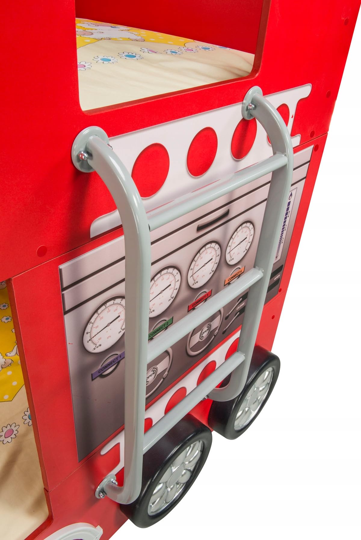 PLASTIKO | Letti a castello | Camion dei vigili del fuoco 116 x 150 x 207 cm | Confortevole | Funzionale | per Dormire | per due | Materasso e telaio Incluso | Perfetto per una piccola stanza