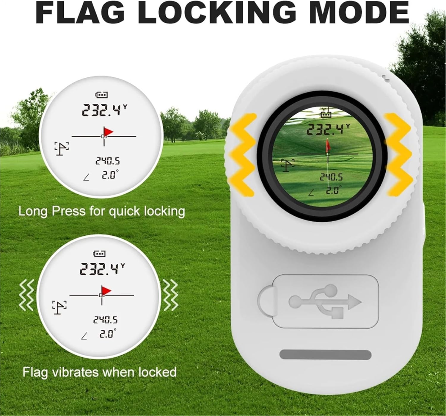 650/1090Yards MINI Golf Rangefinder 6X Rangefinder with Slope Measurement Magnetic Strip Flag Locking Vibration for Golfer