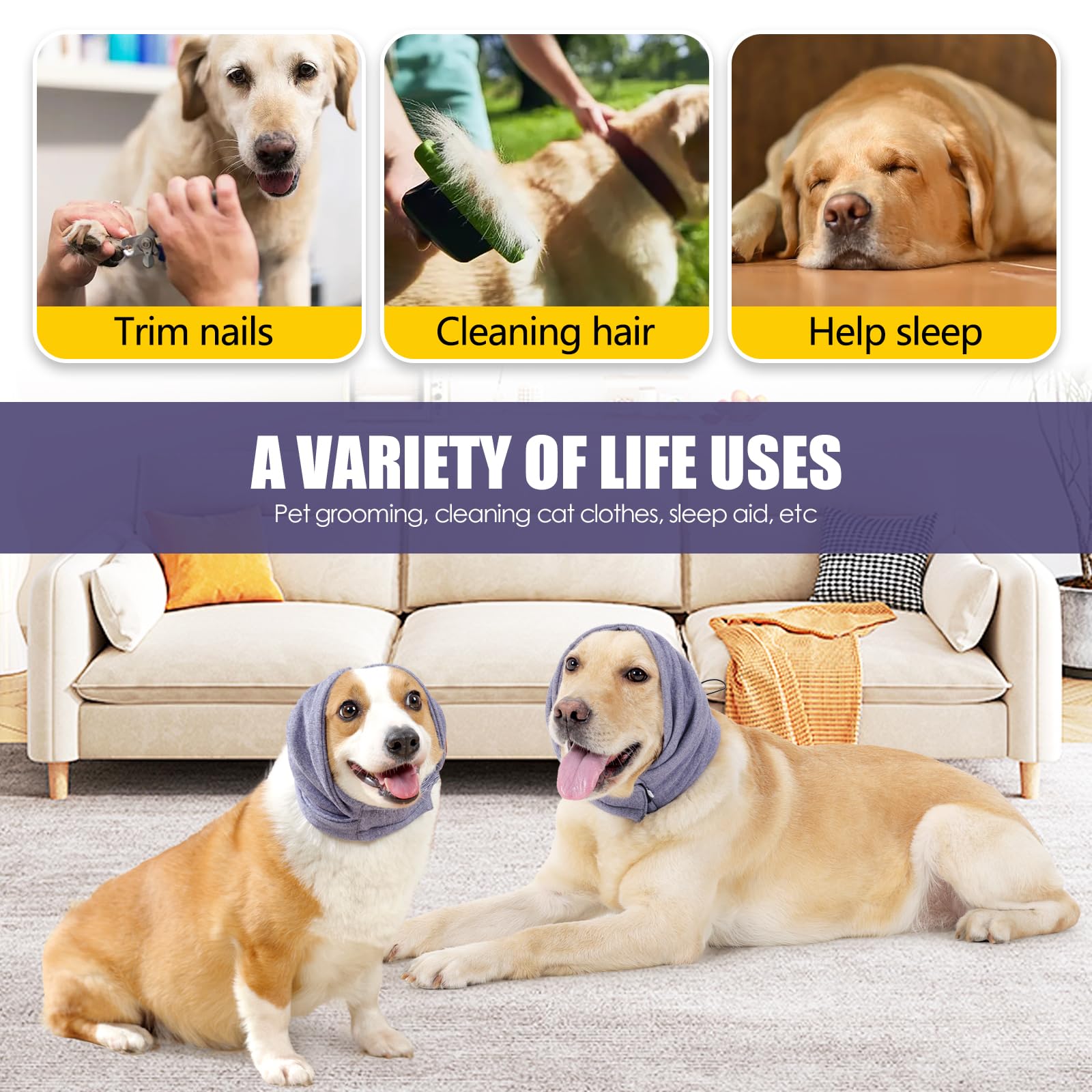 PAWIVID Dog Ear Muffs & No Shake Ear Wrap for Hematoma Bathing, Drying & Noise Anxiety Relief - Image 4