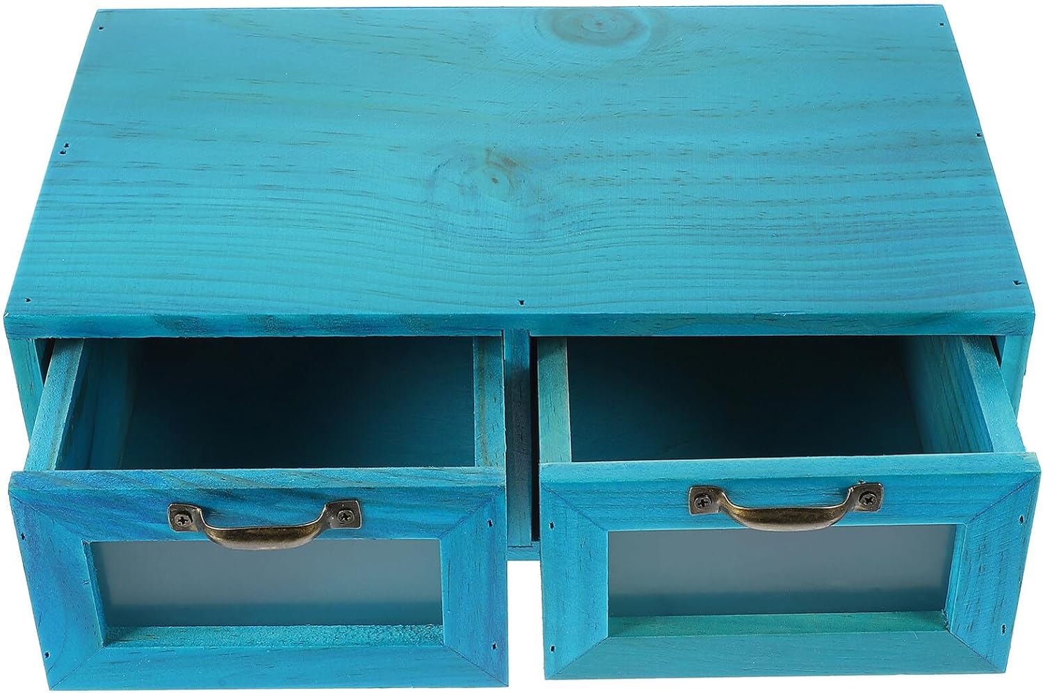 Zerodeko Vintage Wooden Drawer Type Countertop Storage Cabinet for Jewelry and Cosmetics Dual-drawer Desktop Organizer with Smooth Finish Versatile Wood Monitor Stand and Small Item Holder