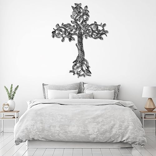 Miniatura 7 de Arte de pared de metal árbol de la vida, decoración de pared de cruz cristiana, decoración de pared de metal religioso, regalos cristianos, árbol de