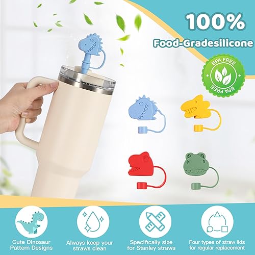 Miniatura 4 de Eight-Piece Straw Cover Cap with New Cartoon Design - Stanley Straw Cover Cap for Stanley Cup Accessories - Fits 40oz and 30oz Stanley Tumblers -