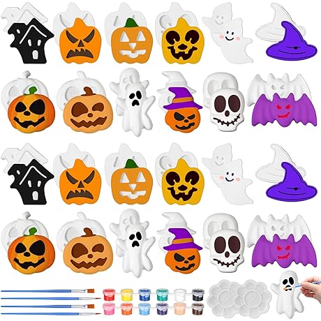 Syhood 24 Pk Self-Paint Halloween Ceramics Craft Kit