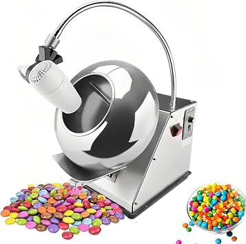 Commercial Sugar Coating Machine,Small Commercial Mini Chocolate Panning Machine, 2-5kg/H Chocolate Polishing Equipment,Candy Nut Coater for Food & Pharmaceutical Industries With Hair Dryer