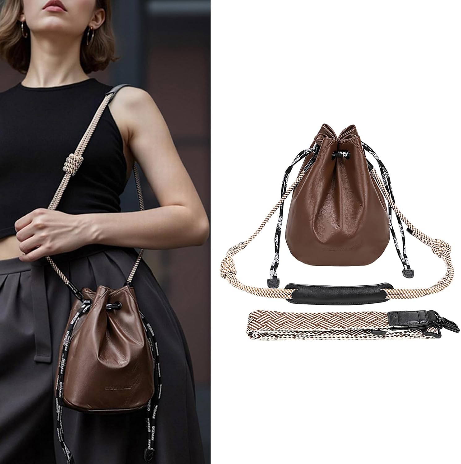Multifunctional Shoulder Crossbody Bag, Compact, Brown XK112