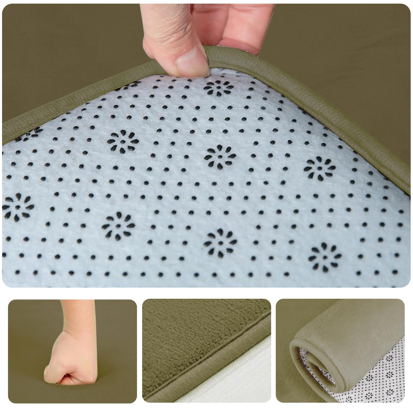 Krabbel- und Spielmatte für Babys, 120 x 250 cm, Korallensamt, 3 cm, Krabbelmatte für Babys, groß, rutschfest, für Kinder, für Wohnzimmer, Schlafzimmer, Yoga, Grün