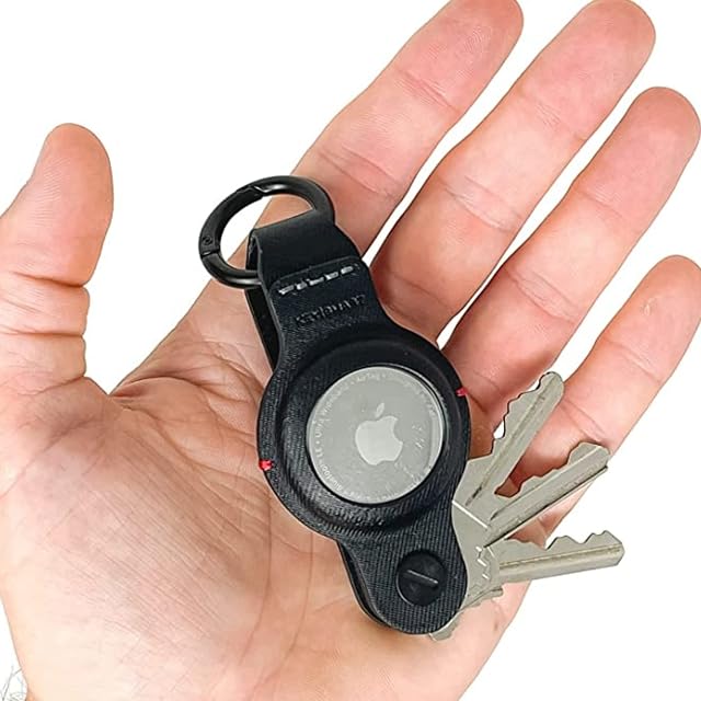 KeySmart Air - Compact Keyholder for Airtag - Key Organizer and Case for Apple Airtag - Includes Keyring to Attach Car Key Fob - Smartshield Leather Keychain (Black)