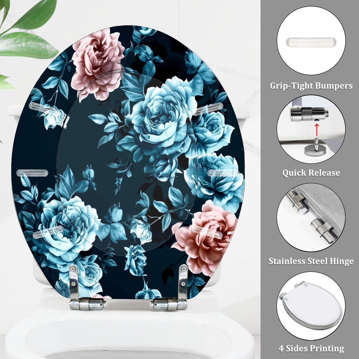 Sedile WC in resina YumkHome con chiusura ammortizzata e sgancio rapido per