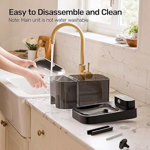 Miniatura 8 de Fuente de agua para gatos, sin filtro de algodón, control de aplicación, separación de aguas residuales, fuente de agua para mascotas, batería de