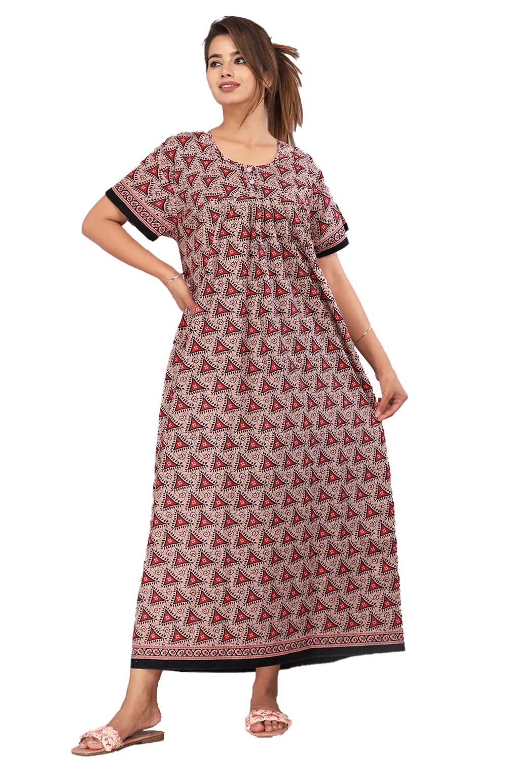 monique Brand 100% Pure Cotton Nighty for Woman | Floral Gown for Women Night Wear | Cotton Nighty for Women Stylish | Maxi for Women Cotton-picture-46