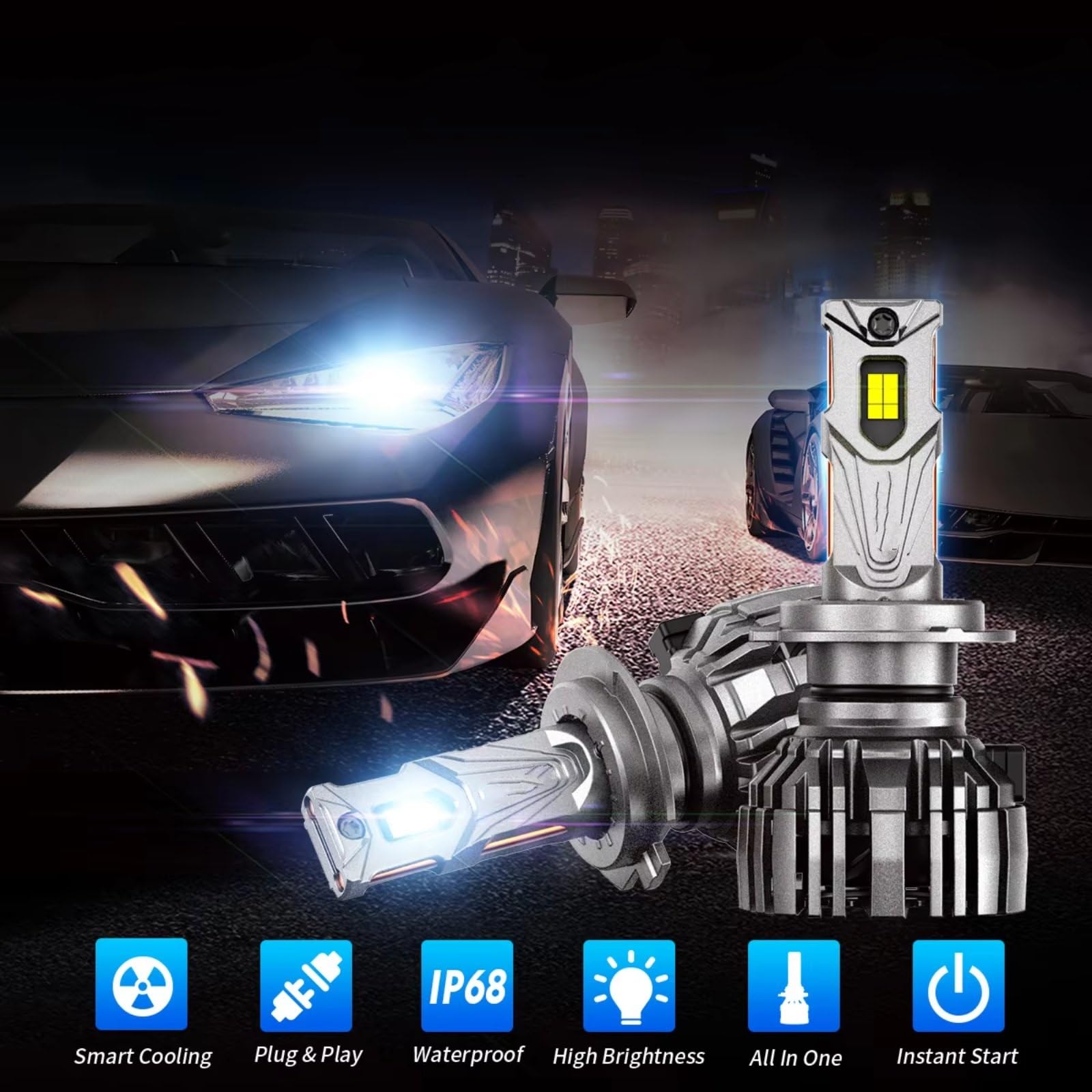 H7 Led 140W 30000LM H4 lámpara LED Canbus H11 H8 H9 9005 HB3 9006 HB4 H13 9007 9004 bombillas de faro delantero de coche brillantes 6500K Montaje De Faros