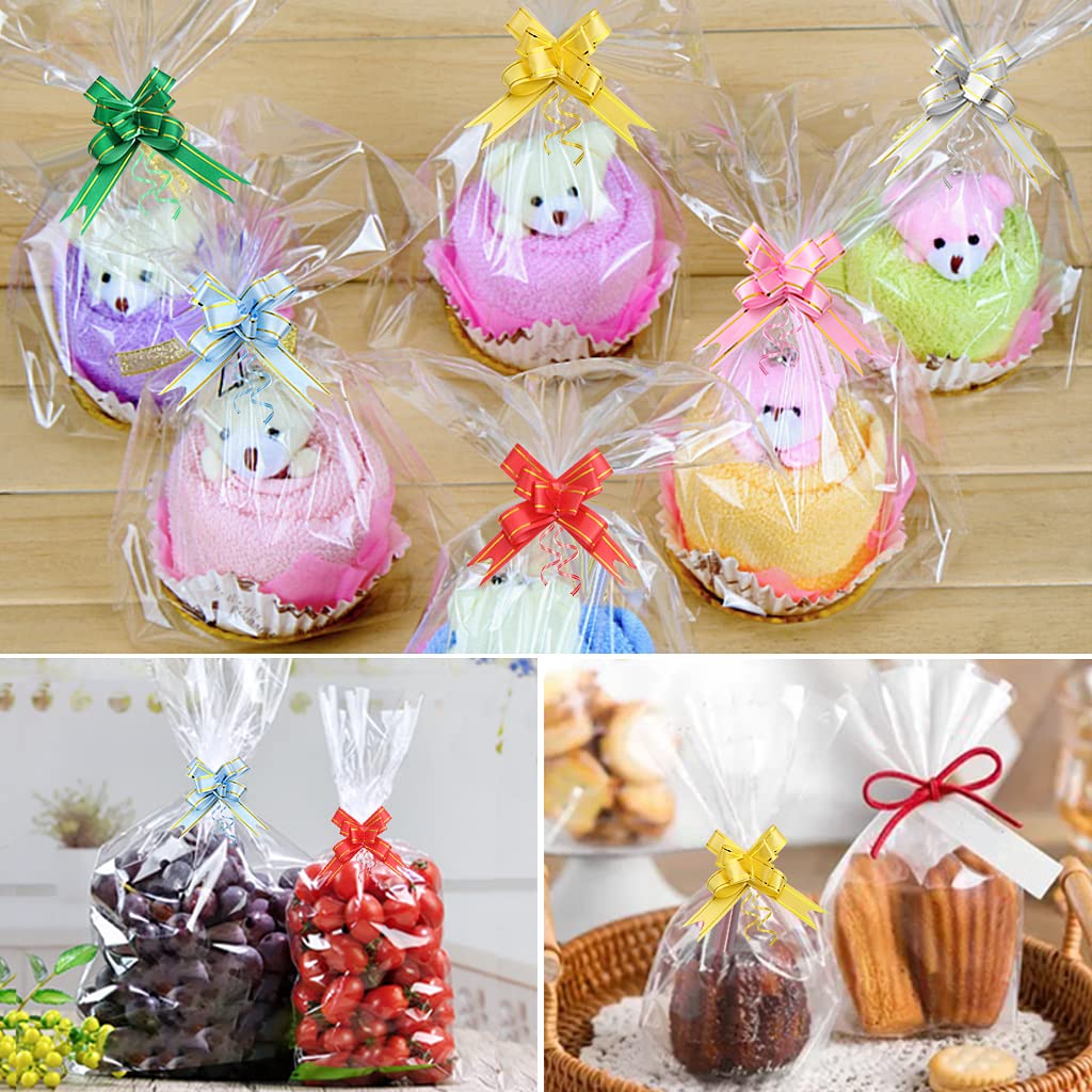 Sacchetti Regalo Pasqua 120 Pezzi - Cellophane Autoadesivo, 10x10cm, Con Motivi Conigli E Uova