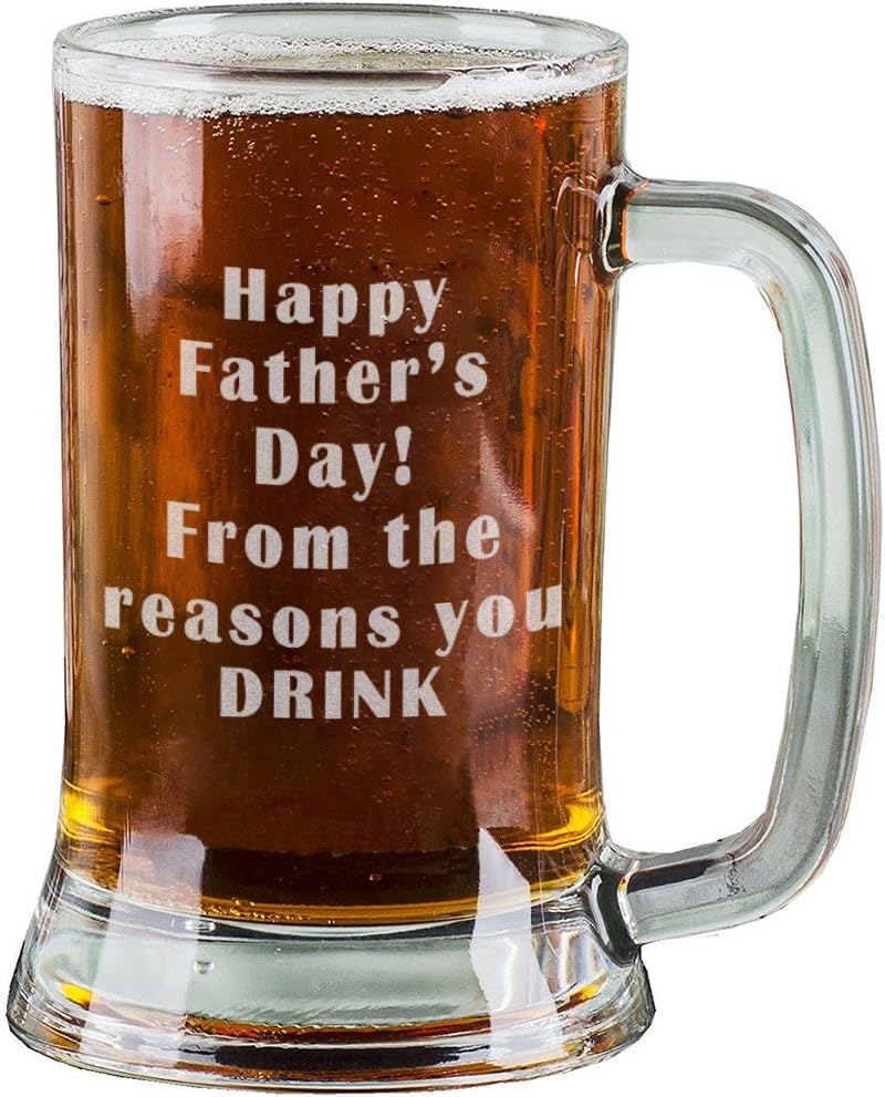16 Oz Personalized Beer Mugs Engraved with Happy Father's from The