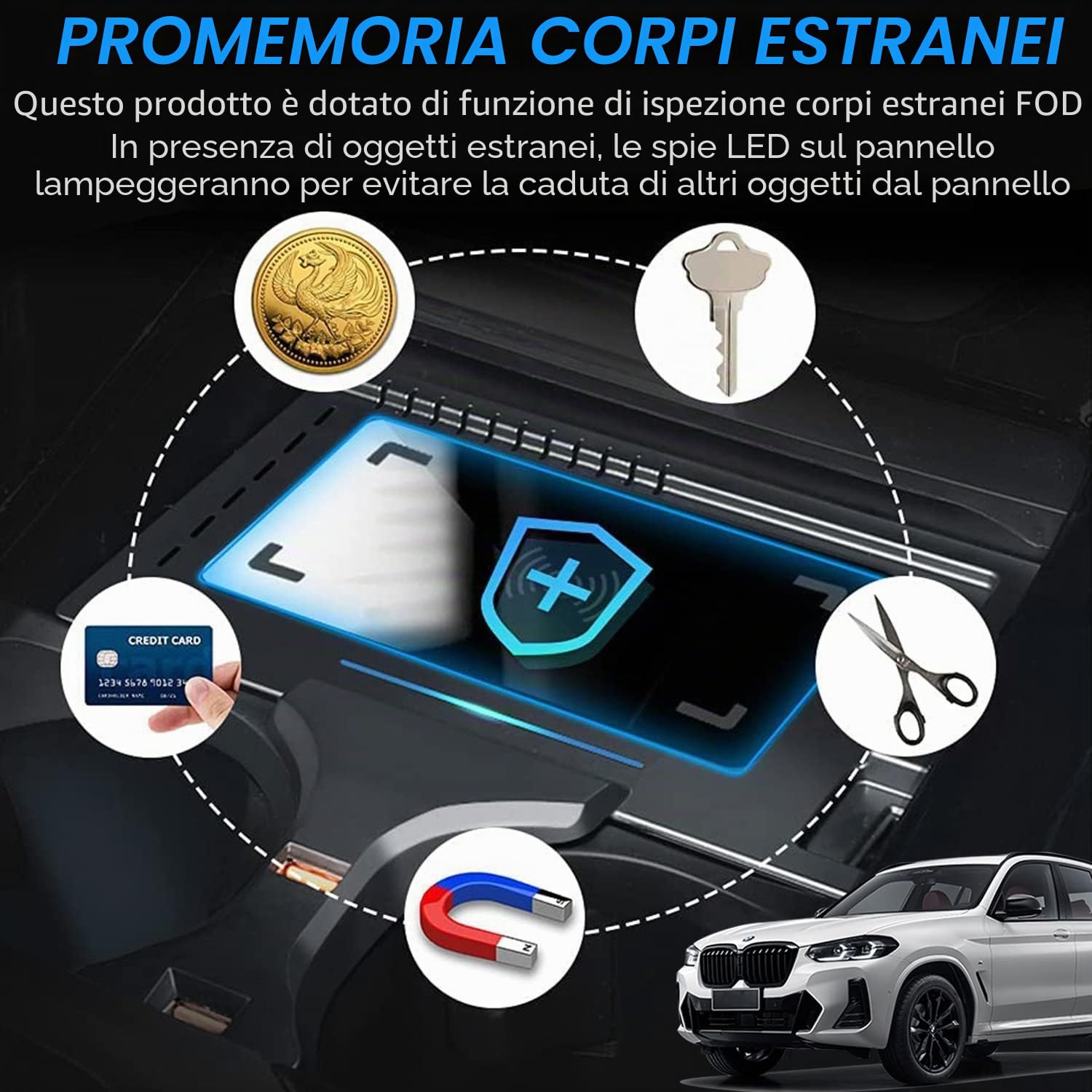 Caricatore Wireless Auto per BMW X3/X3M G01 2018 2019 2020 2021 2022 per BMW X4/X4M G02 2019 2020 2021 2022 15W Pannello Rapida Ricarica Telefono Pad per iPhone 12/13 Pro/13 Samsung S22/S21