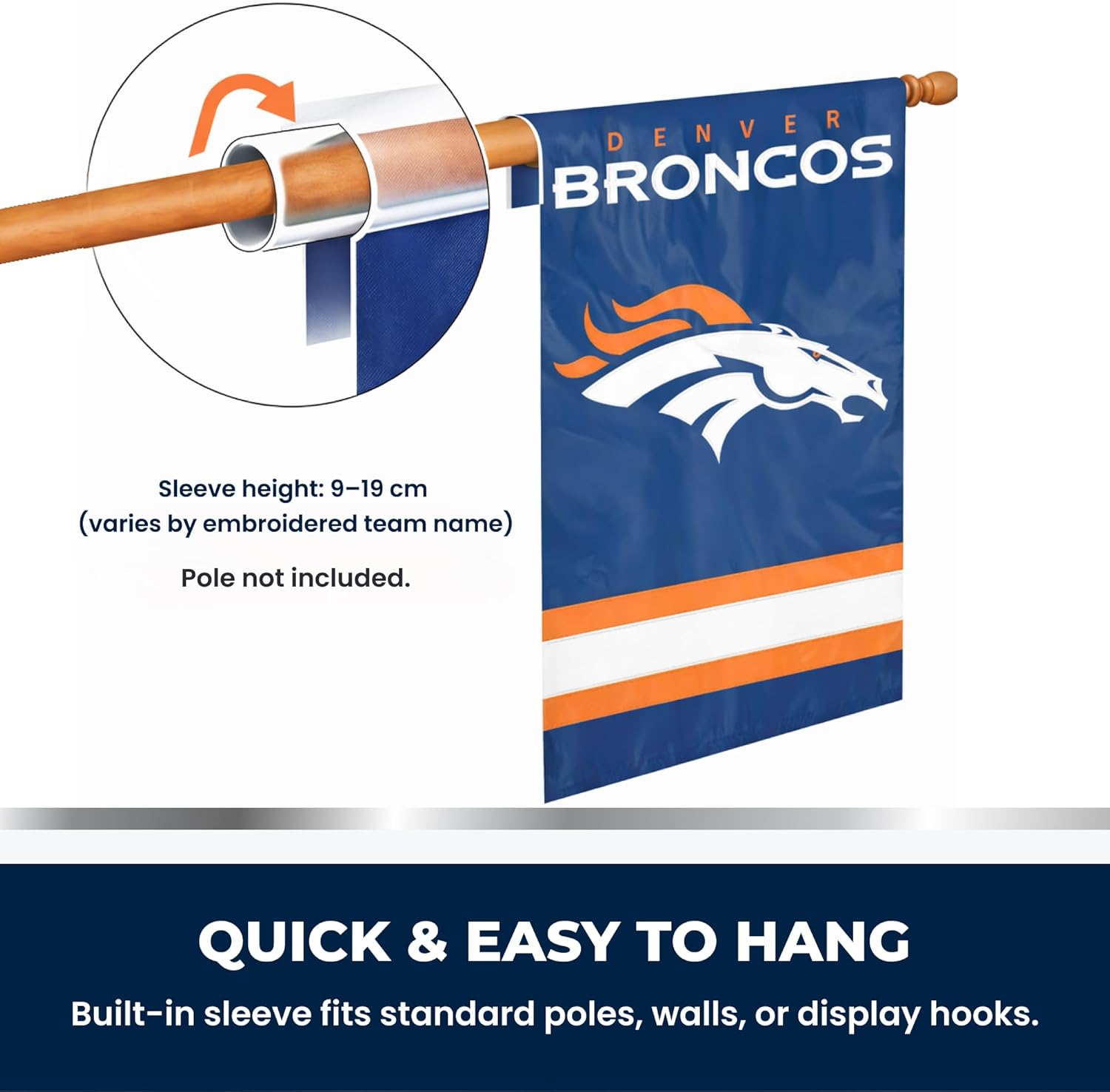 Party Animal NFL Team Flag, 44” x 28” Double-Sided, Weather-Resistant Nylon Flag for Indoor & Outdoor Use