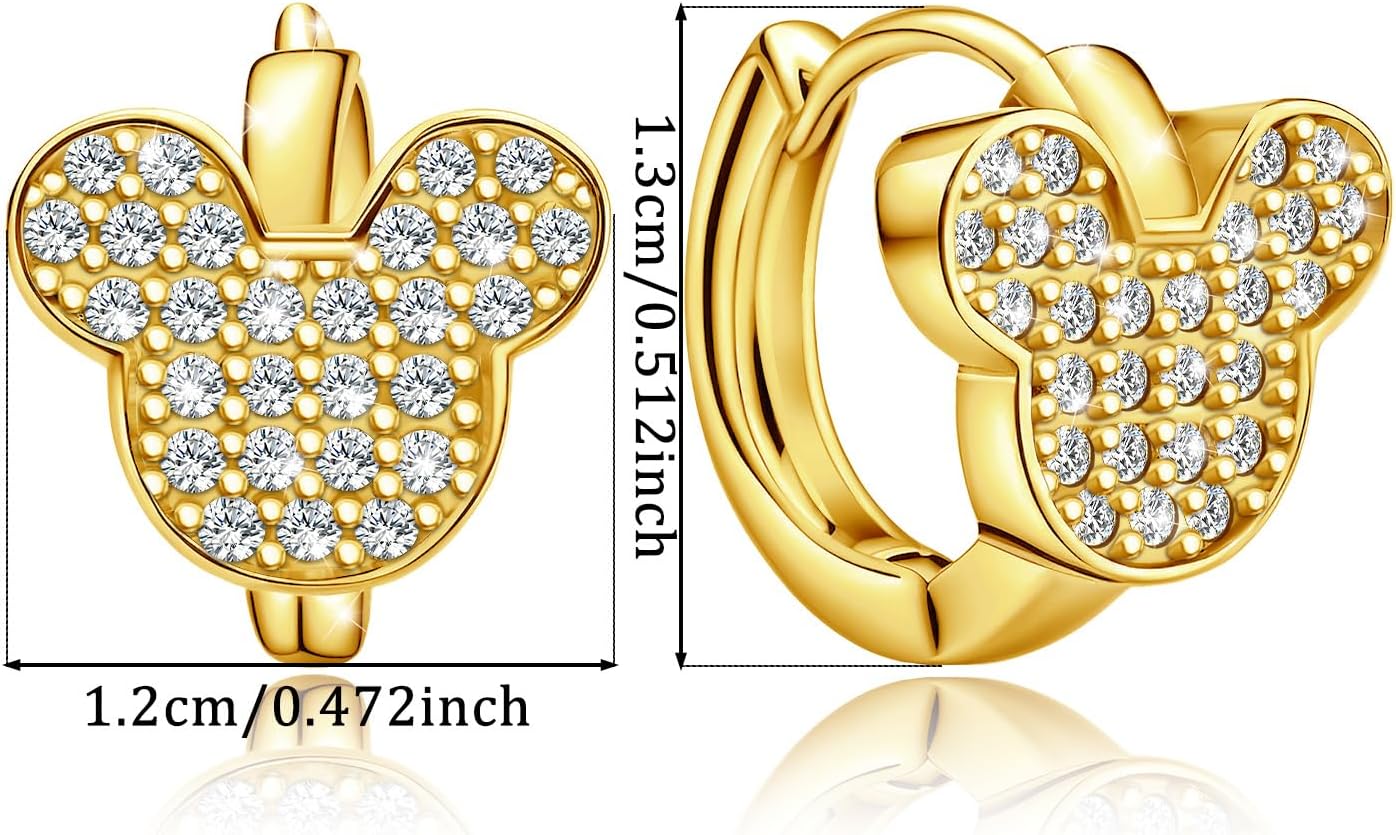 Mouse Earrings Cute Hoop Earrings for Girls Teens Women - Sterling Silver Hypoallergenic Cubic Zirconia Loop Earring Dainty Lovely Jewelry Adorable Gifts for Christmas Birthday Daughter Niece - Image 6