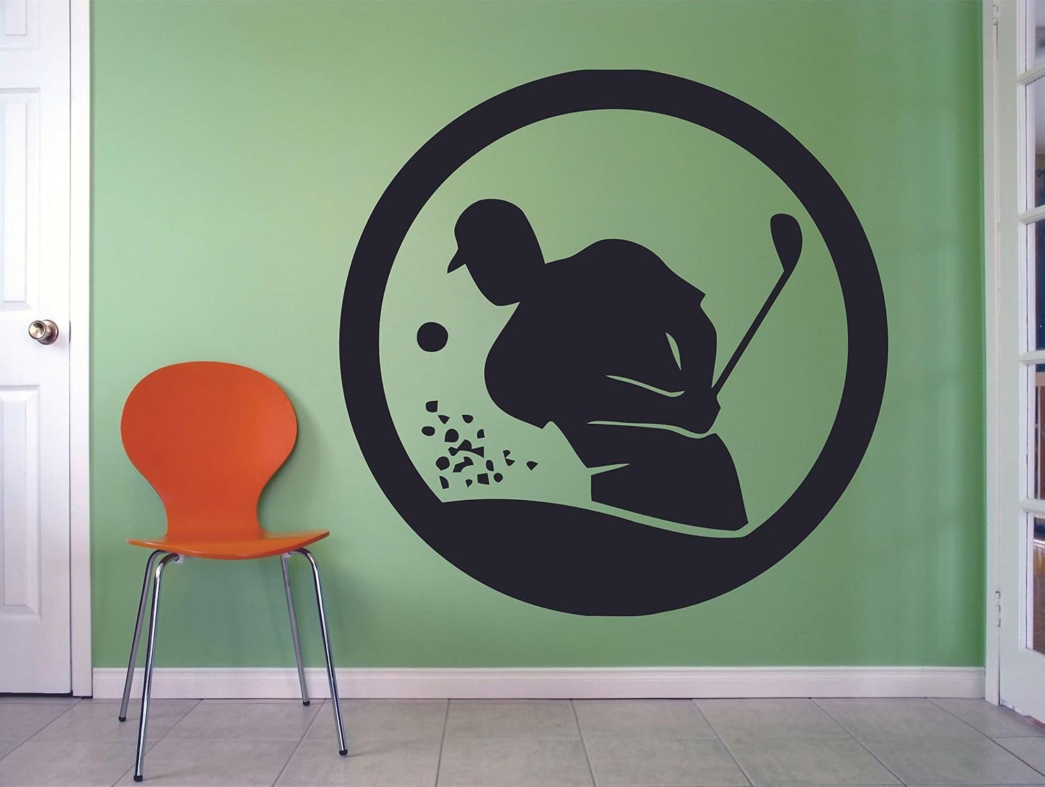 Boy Golfer Golfing Golf Player Tournament Sports Ball Wall Sticker for Boys/Girls Nursery Bedroom Kids Children Sport Fans Rooms Home Art Murals Decals Wall Art Vinyl Decoration Size (20x20 inch)