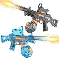 Toupus 2-Pack Electric Water Guns for Adults & Kids: 32Ft Range, 300+ Shots, LED Lights, Automatic Squirt Guns Gray/Blue