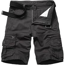 Mens Cotton Cargo Shorts Relaxed Fit Outdoor Casual Work Shorts with Zipper Pockets No Belt