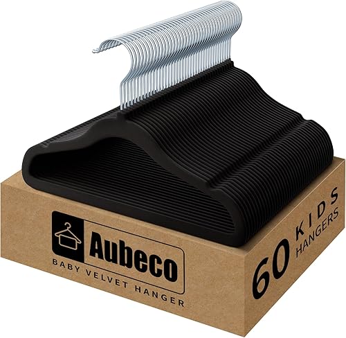 Paquete de 60 perchas para ropa de bebé, perchas de terciopelo antideslizante de 11.6 pulgadas para niños pequeños, perchas de fieltro para niños y