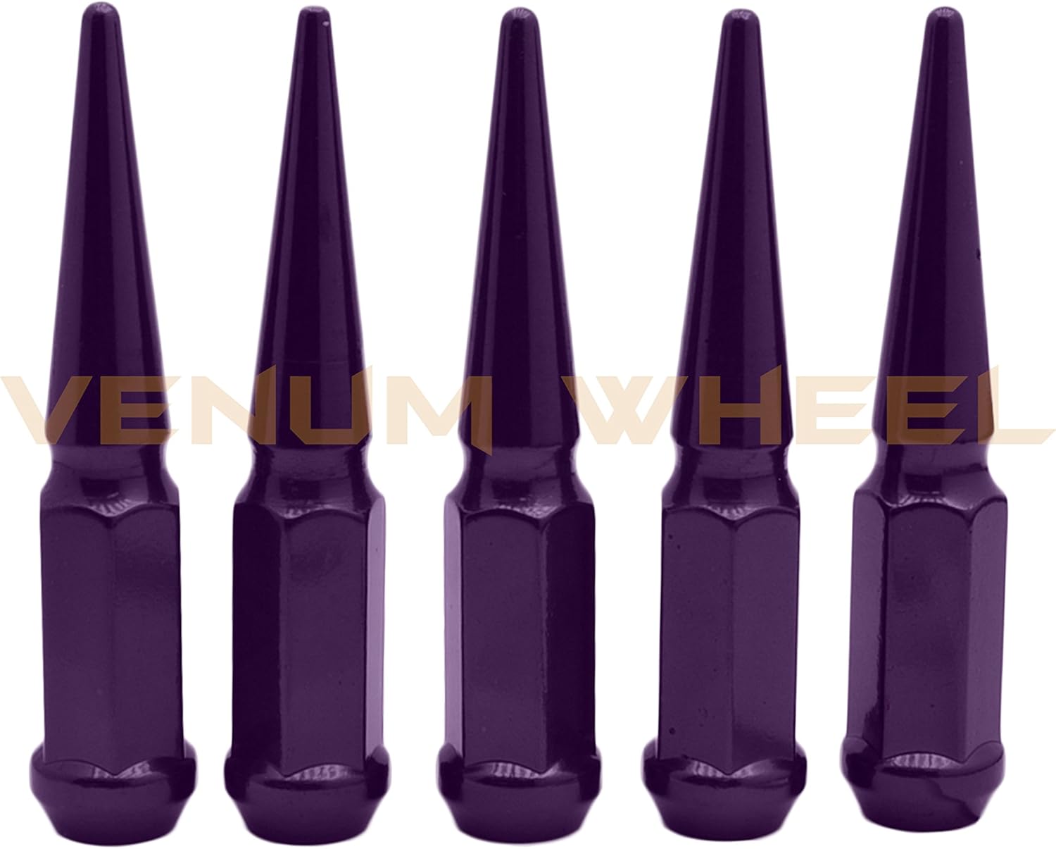 20 Pc 1/2"-20 Purple Spike Lug Nuts 4.5" Tall Solid Steel + Key Socket | Works with Dodge Ram 1500 Dakota Jeep Wrangler YJ TJ LJ JK JKU Grand Cherokee CJ3 CJ4 CJ5 CJ6 CJ7