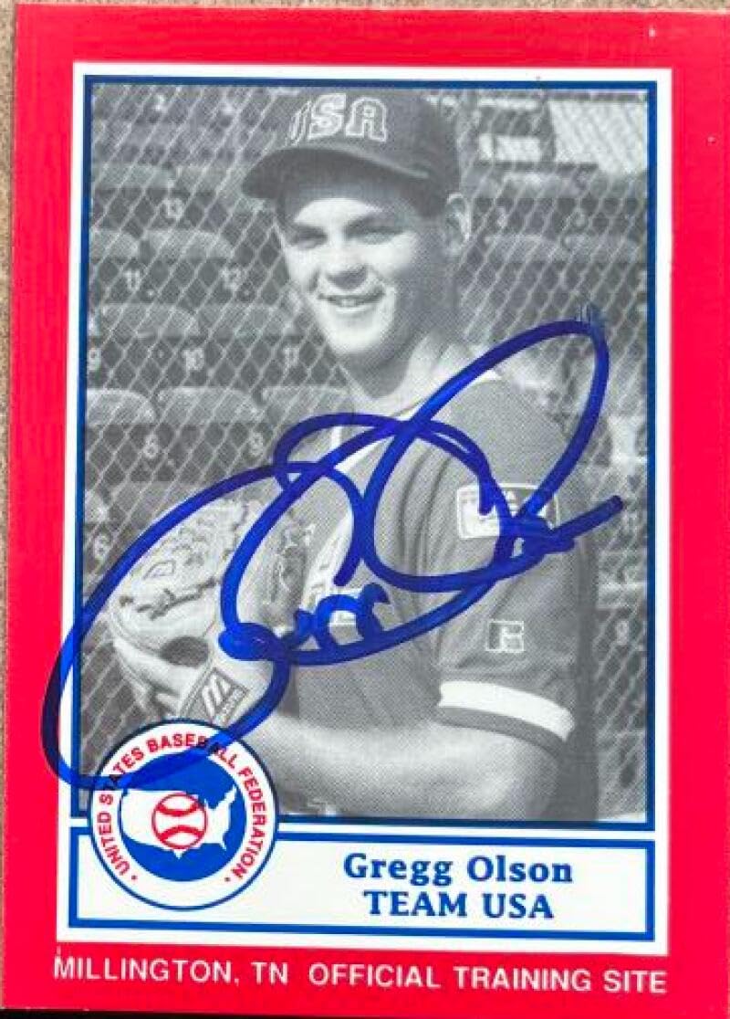 Gregg Olson Autographed 1990 BDK Pan Am Team USA Red #12