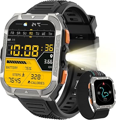 Blackview Smartwatch Herren mit integriertem GPS & Kompass, Bluetooth-Anrufe, 900 mAh Akku, Sportuhr mit Schrittzähler, Fitnessuhr, 110+ Sportmodi, Gesundheits und Schlafmonitor, Uhr für Android iOS