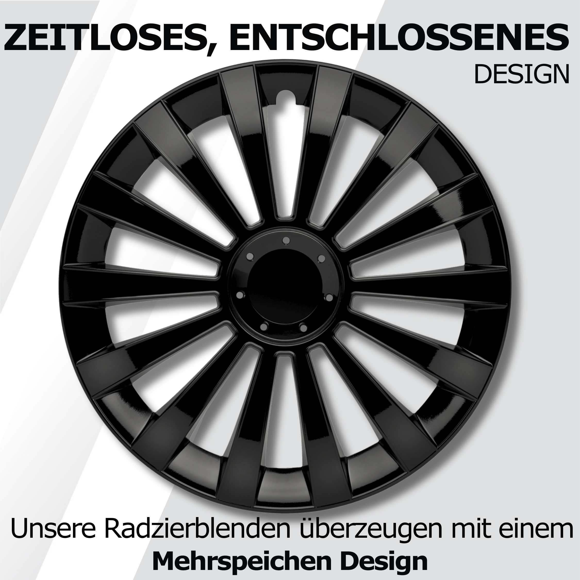 Radkappen 16 Zoll Schwarz Radzierblenden 4er-Set Meridi für Stahlfelgen | Zierkappen, Radblenden & Felgenabdeckung, rostfrei & witterungsbeständig, einfache Clip-Montage, für die meisten Automarken