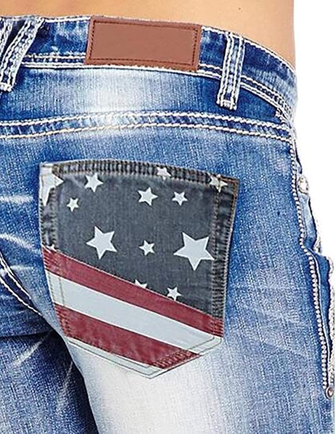 QJBMEI American Flag Mid Rise Bootcut Jeans for Women - Image 4