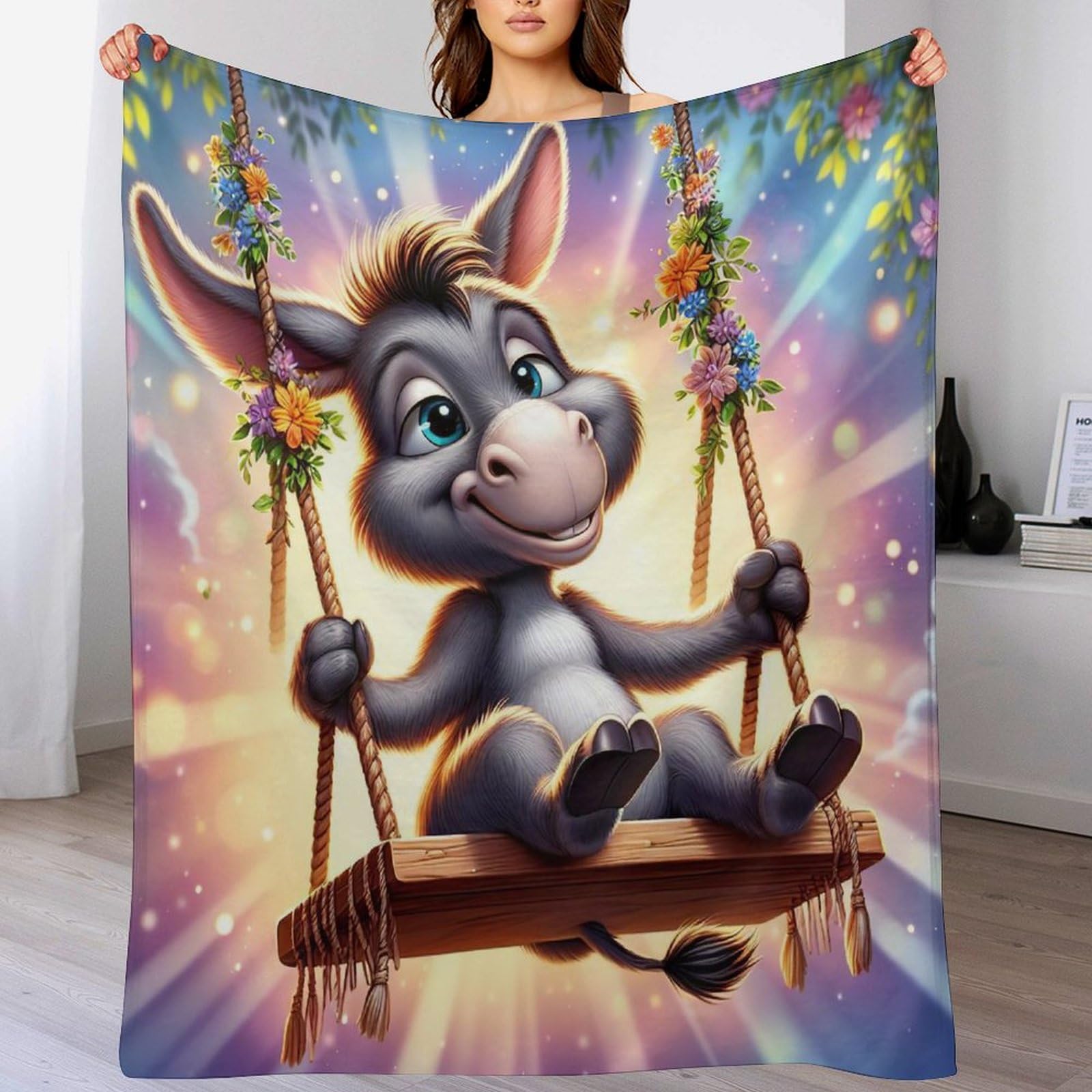 Couverture de qualité supérieure motif âne en flannel douce