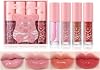 4Packs Lip Oil and Lip Gloss Set, Lip Oil Hydrating Non-sticky Lip Glow Oil Tinted Clear Lip Plumper Moisturizing Lipgloss Set Gift For Women and Teenage Girl (Nude Pink, One Size)