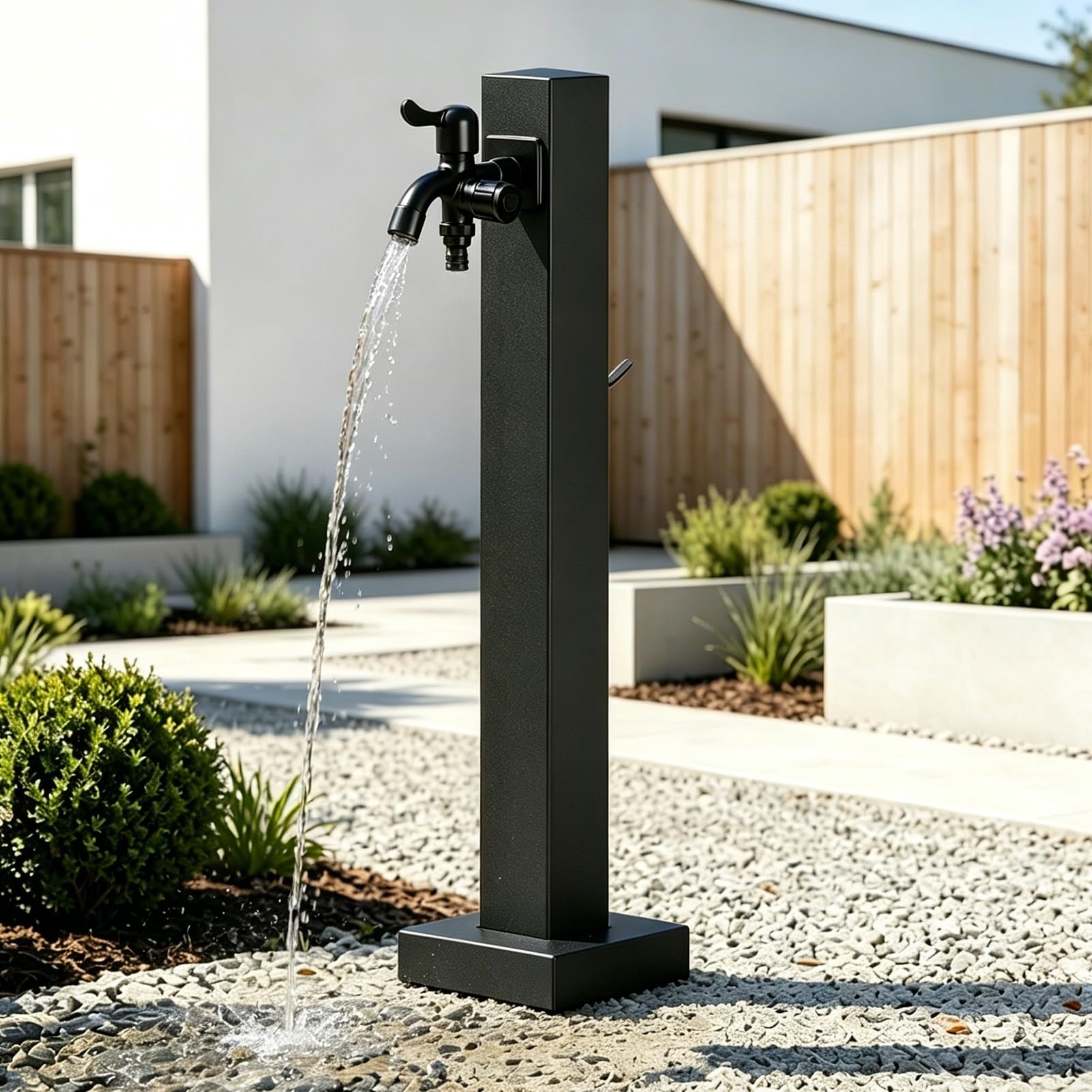 Lonmrrton B Outdoor Standing Tap Stainless Steel Garden Water Column, Freeze-Proof Yard Hydrant With Faucet & Spray Nozzle, Vertical Water Post Spigot For Patio Lawn Villa Poolside Washing(,Height: 95Cm/37.4In)