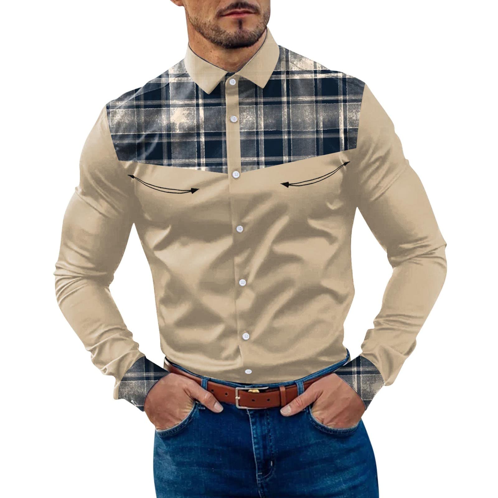 SUNRISE LIGHTING Camicia a quadri in flanella da uomo in cotone autunno maschile casual manica lunga camicia plus size abiti da uomo caldi, M605, M