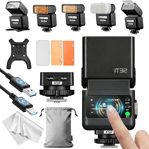Miniatura 13 de Godox IT32 TTL Flash de cámara con disparador de flash X5S para cámaras Sony, zapata magnética y gatillo 2 en 1, pantalla táctil colorida, cabezal