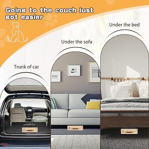 Miniatura 4 de Rypet Rampa ajustable de madera para perros pequeños, rampa plegable portátil para perros clasificada para 55 libras, rampa ajustable de 8.3 a 17.3