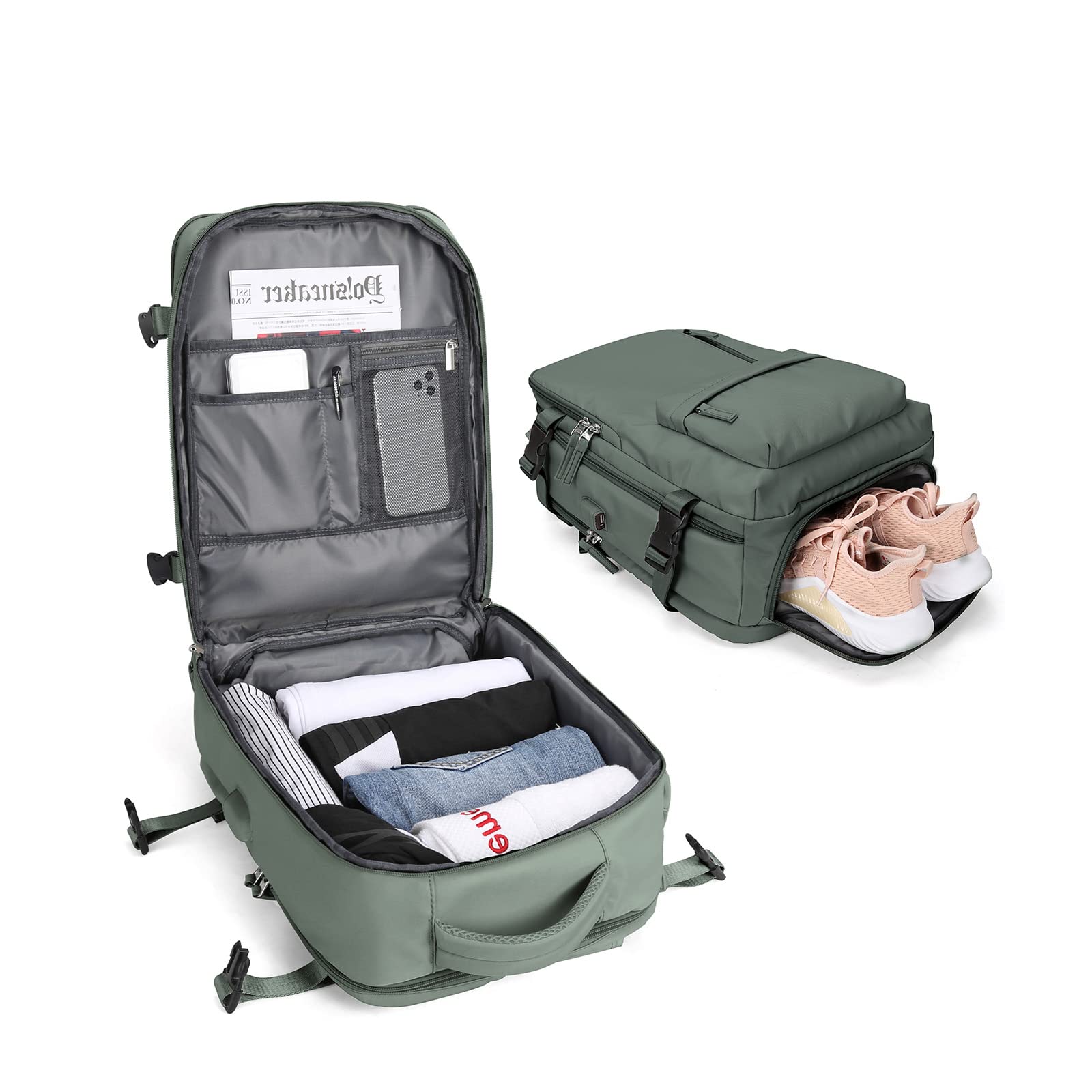 BJLFS Borse da Cabina per Ryanair 40×20×25 Bagaglio a Mano Easyjet 45×36×20 Borsa Zaino da Viaggio, Zaino da trekking,Zaino Casual per laptop da 14 pollici per scuola